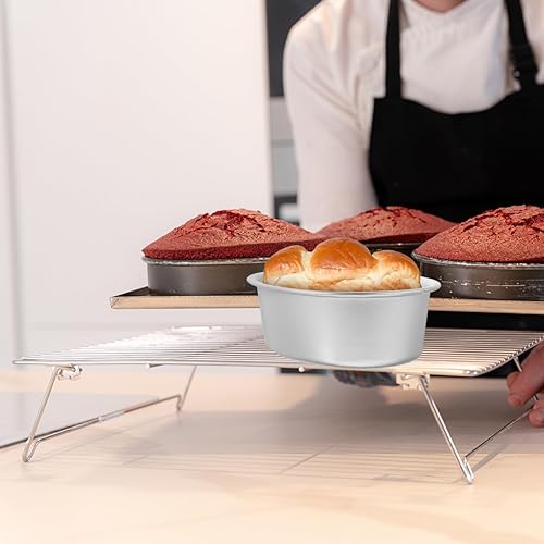 Miniatura 5 de Luxshiny Plantillas para tartas, 4 moldes ovalados antiadherentes, moldes para hornear de aleación de aluminio, molde para hornear de 3.9 in