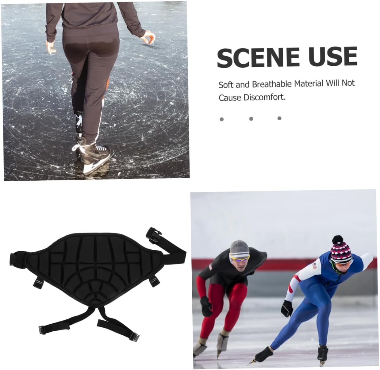 Adult Protective Padded Shorts Hip and Butt Pads Black Geometric Pattern L Size for Ice Skating Roller Skating Snowboarding Impact Protection Gear
