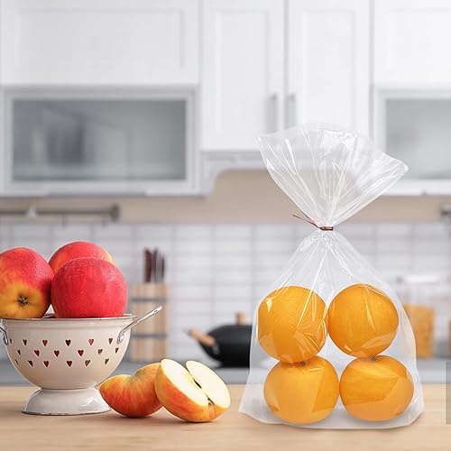 Miniatura 6 de Morepack Bolsas de celofán de fondo plano, 100 bolsas de celofán transparentes de 9 x 3 x 13 pulgadas, bolsas de regalo de celofán con lazos