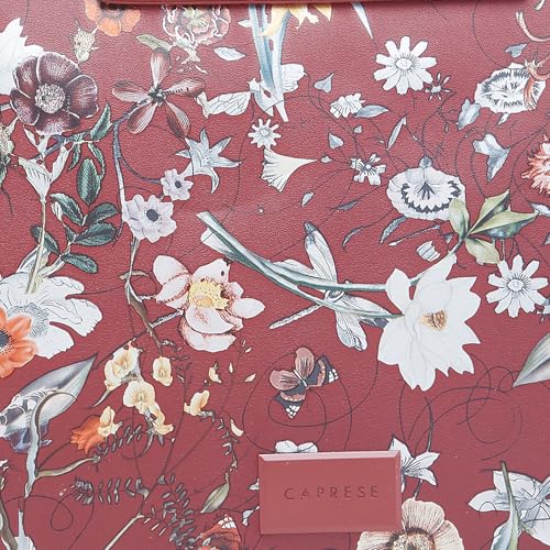 Image of Caprese Fiorella Satchel, Burgundy-Large | Stylish Floral Printed Shoulder Bag for Women with Adjustable Sling Strap | Easy Back Access Pocket & Spacious | Perfect for Office & Daily Essentials