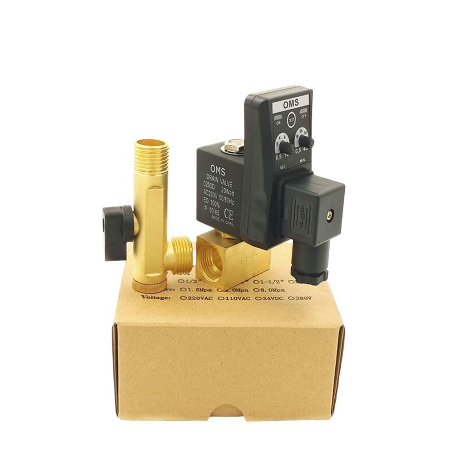 Válvula de Drenaje temporizada electrónica G1/2 "AC220V compresor Aire Tanque Gas válvula automática 2 vías 1.6Mpa | válvula solenoide
