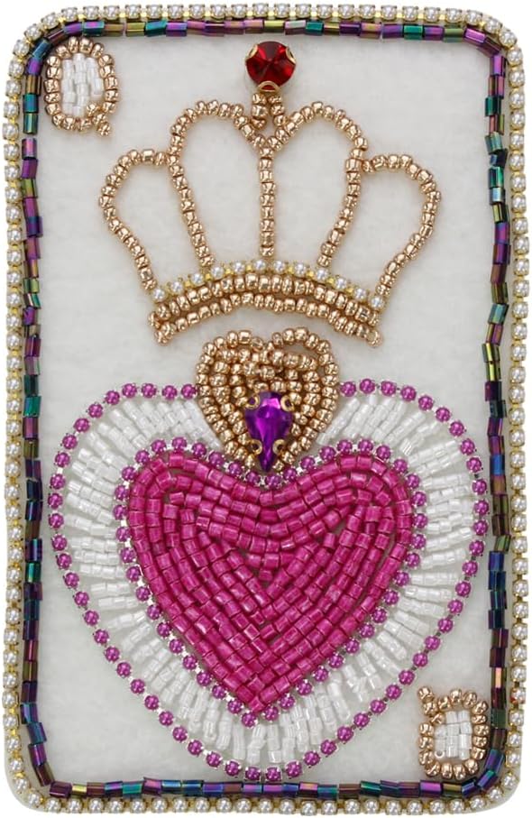 2PCS Poker Cards Patches Beaded Rhinestones DIY Crown Heart Applique Decor Tshirt Bead Patches Sewing Supplies (H Mix 2pieces)