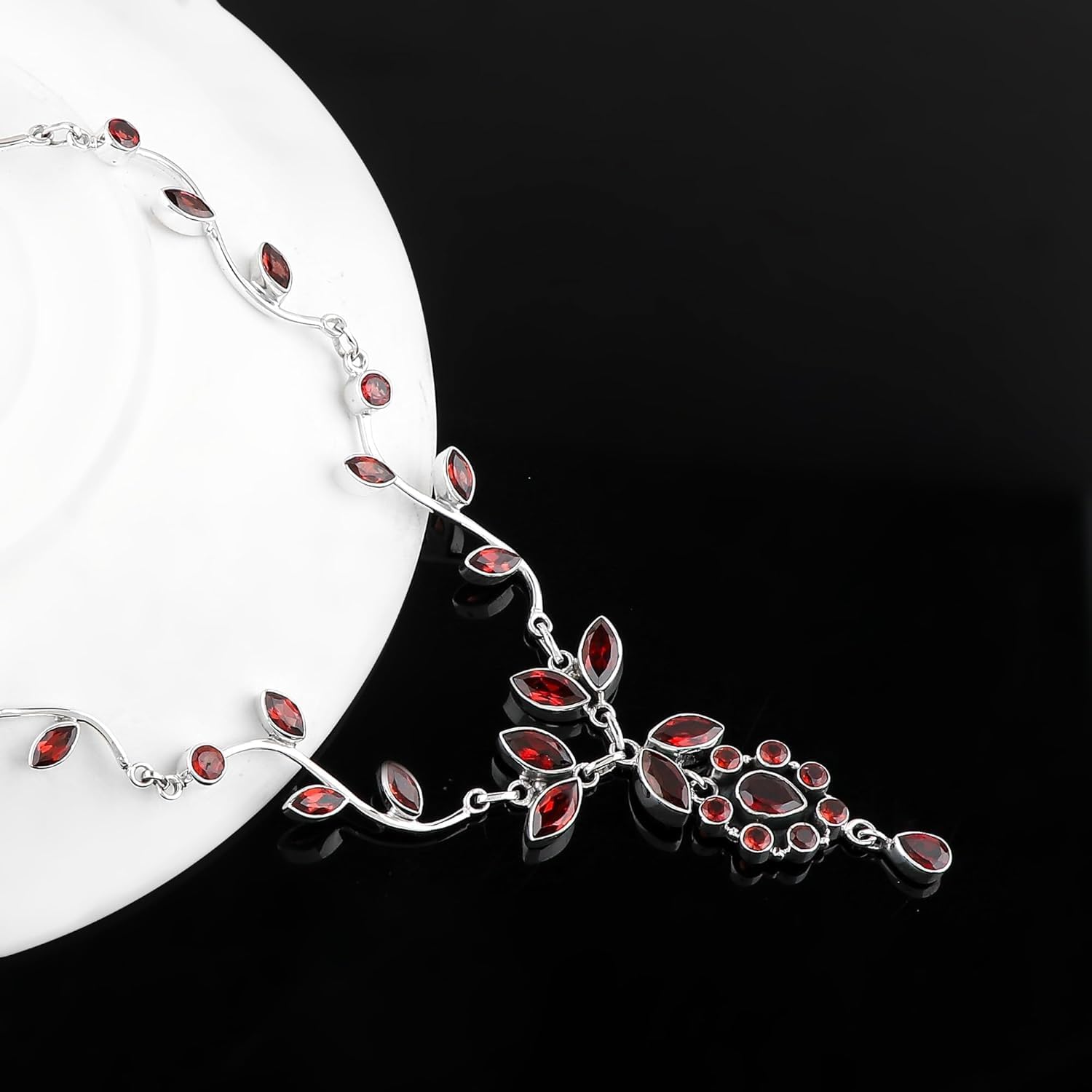 Natural Gemstones Designer Dainty Necklace, 925 Sterling Silver, Handmade, Bohemian, Fashion Women's Necklace, Birthstone, Bridal, Birthday Gift for Her, 20 inches