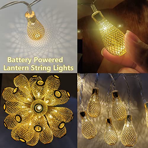 Indoor String Lights For Bedroom, Battery Powered 10Ft Led Lantern String Lights 20 Led Waterdrop Lights, Warm White Fairy Lights For Camping Garden Tent Party Wedding Xmas Patio Backyard Decor #TOP3