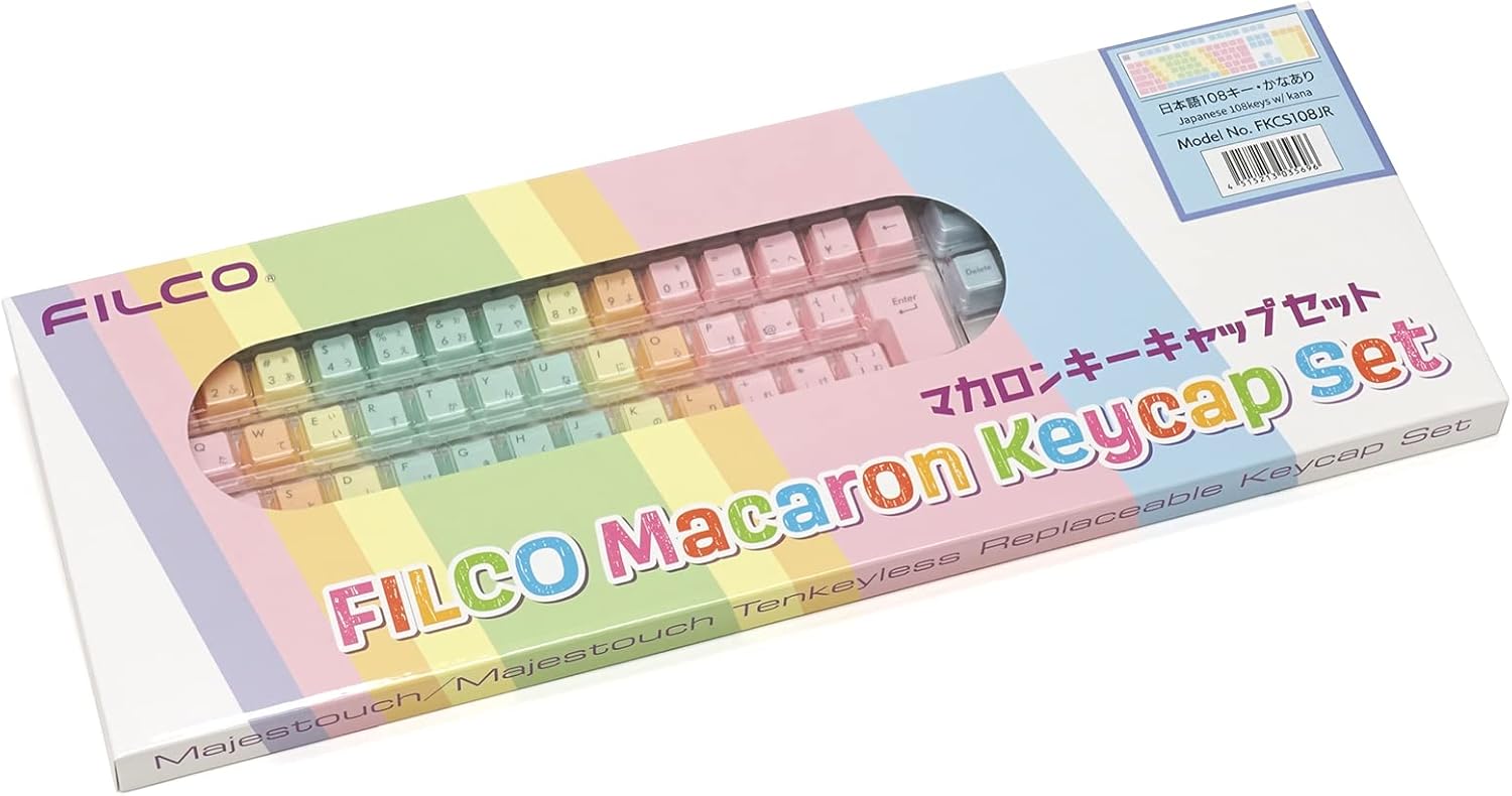 FILCO FKCS108JR Macaron Key Cap Set, 108 Kanaari Japanese Layout (91 Key TKL Common), Keeper Included, Keys Per Finger
