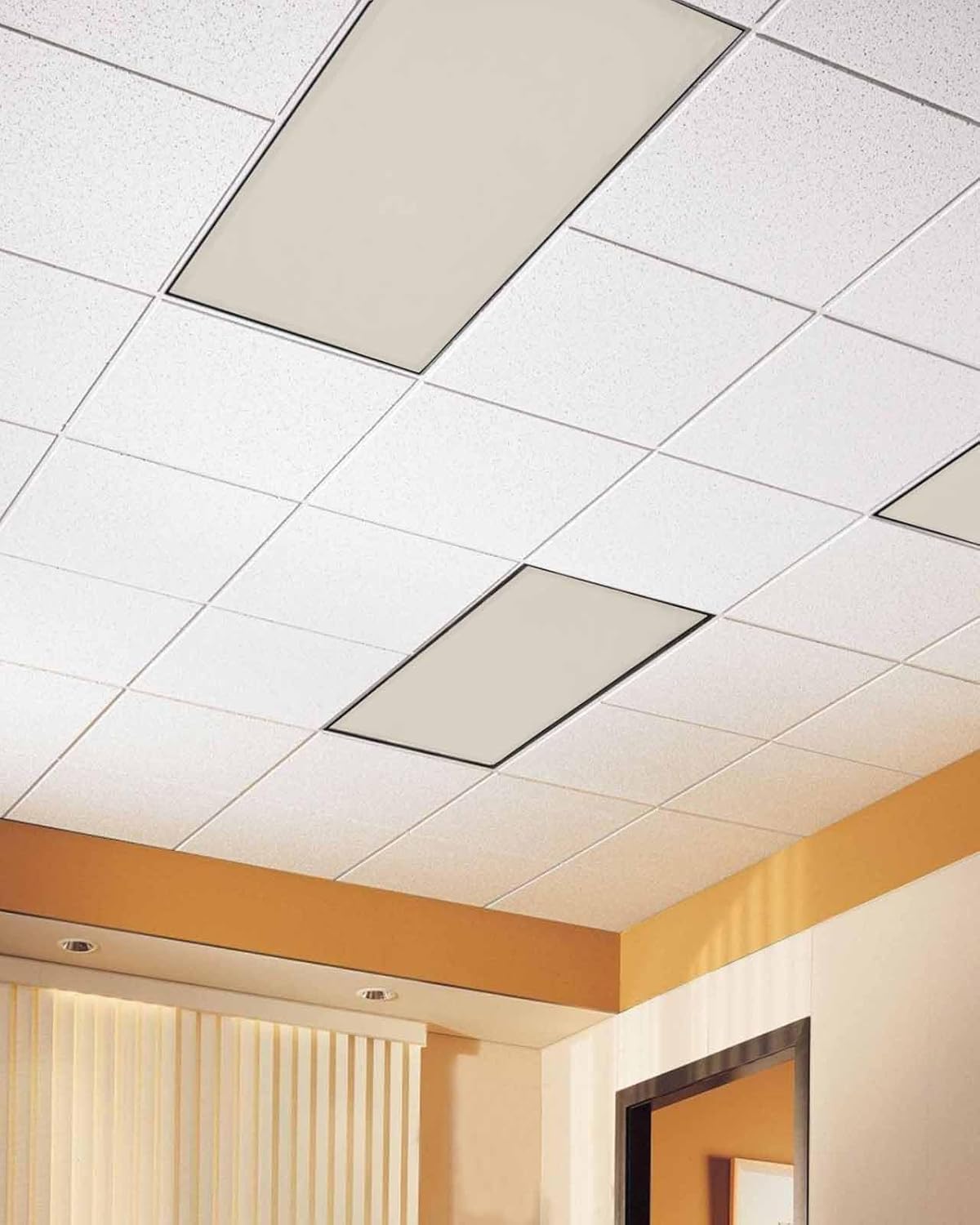 Magnetic Light Cover for Classroom Drop Ceiling,4 Pack 4x2 Ft Fluorescent Light Covers for Office Home Ceiling Light Beige Solid Color Lampshade, White Swan