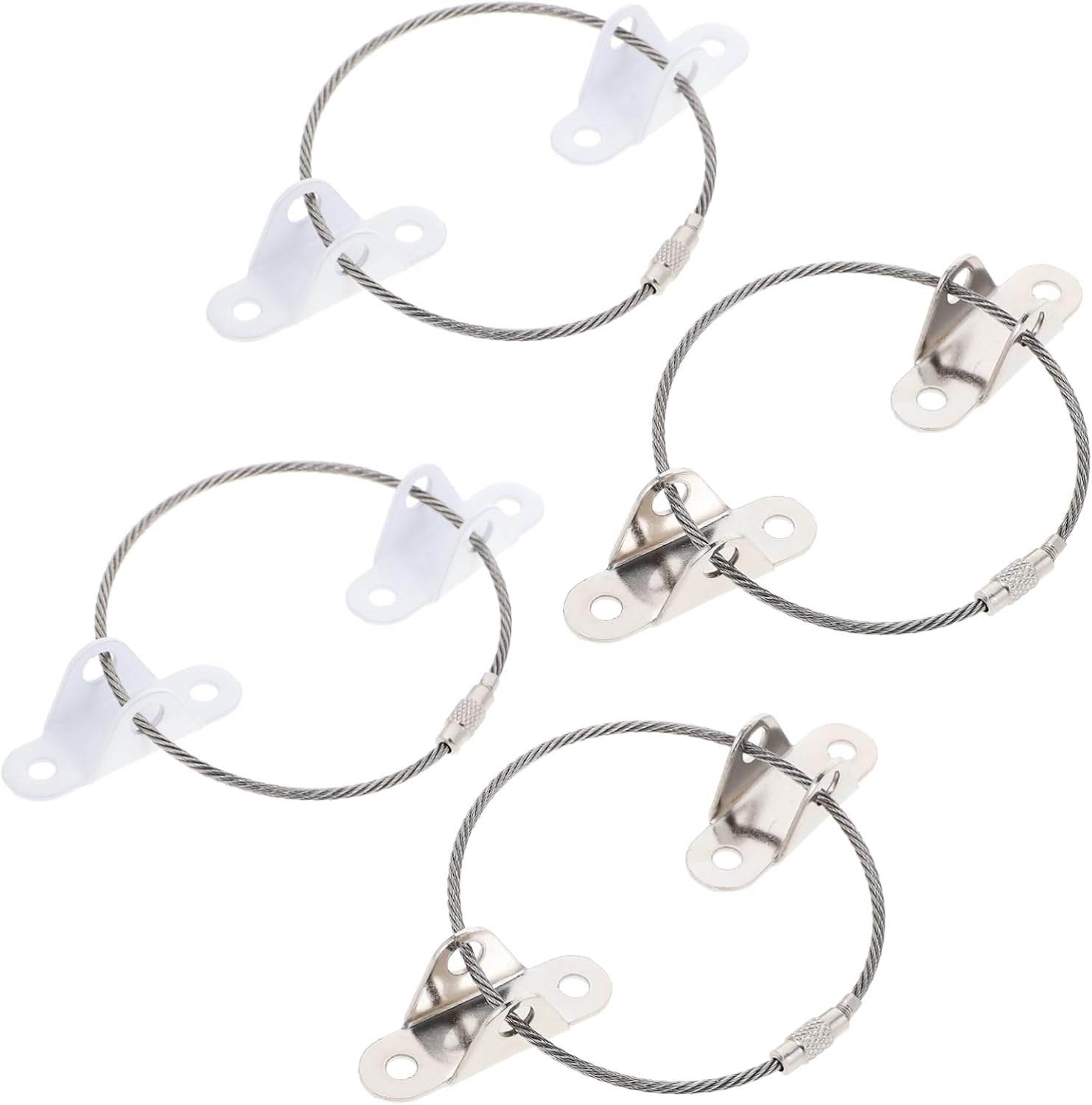 Hemoton 12sets Furniture Safety Straps Falling Connectors for Wardrobes Cabinets and Dressers Childproof Security Device Easy to Install White Stainless Steel Colors