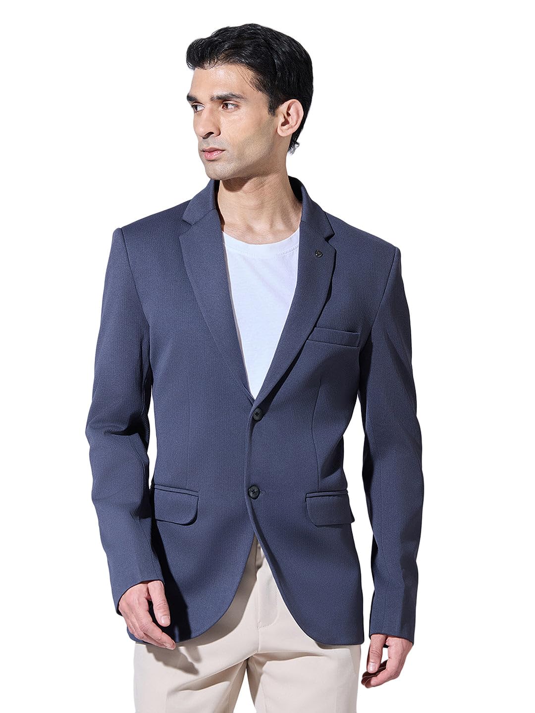showoffff Men's Navy Blue Single Breasted Blazer with Notch Lapel-LBR-5209_NavyBlue-picture-25