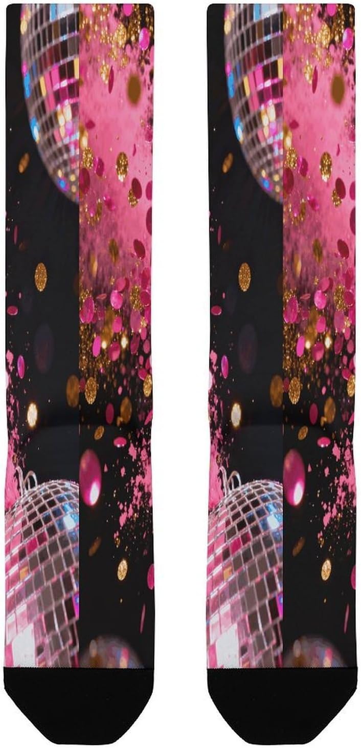 Neon Pink Splatter Compression Socks for Men Women | Funny Novelty Knee High Socks, Breathable Cozy Soft Football Sock, Over The Calf Socks for Casual Work Athletic Sock & Gifts