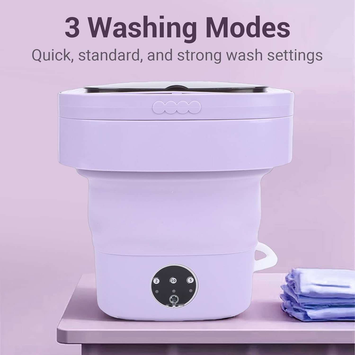 Naroote Portable Washing Machine 8L Foldable Underwear Washer with 3 Cleaning Modes Spinning Drying Function Drain Basket Small Foldable Laundry Machine for Toddler Clothes Socks (Purple)