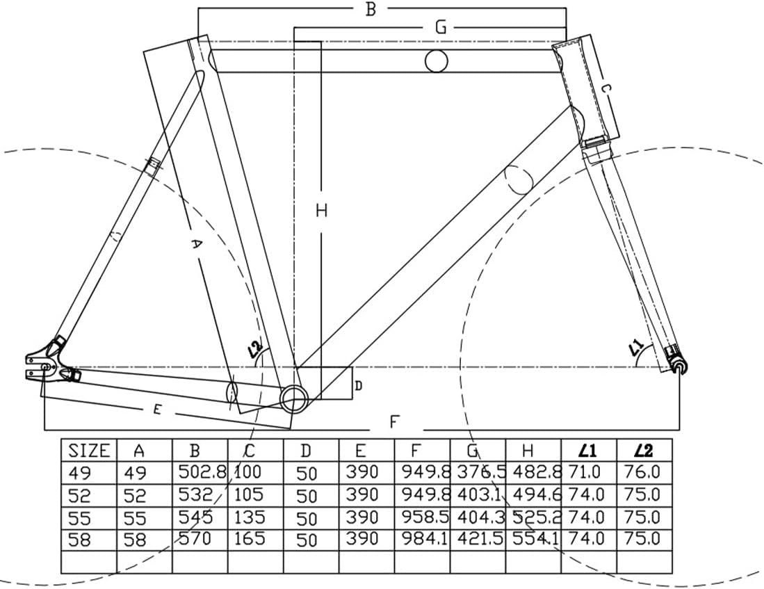 Fixed Gear Bike Frameset 700C Aluminum Alloy Bike Frame 49/52/55/58CM Racing Track Bike Frame C Brake Quick Release 100/120mm QR