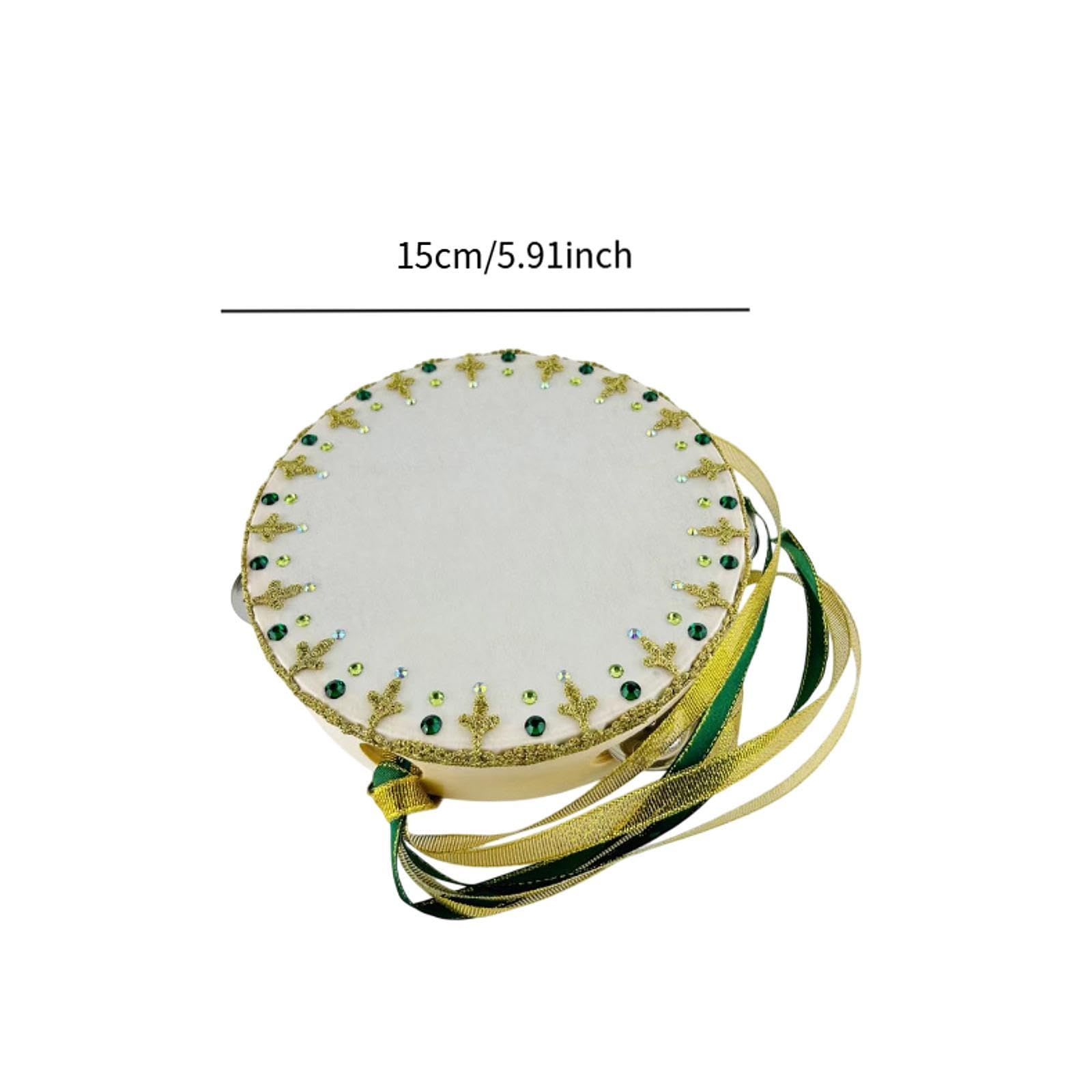 Qianly Pandereta de Ballet Hecha a Mano, Accesorio de Baile, Pandereta de Mano, Accesorio de Baile, Pandereta Artesanal para Fiestas, KTV Y Fines Educativos, 6 Inch