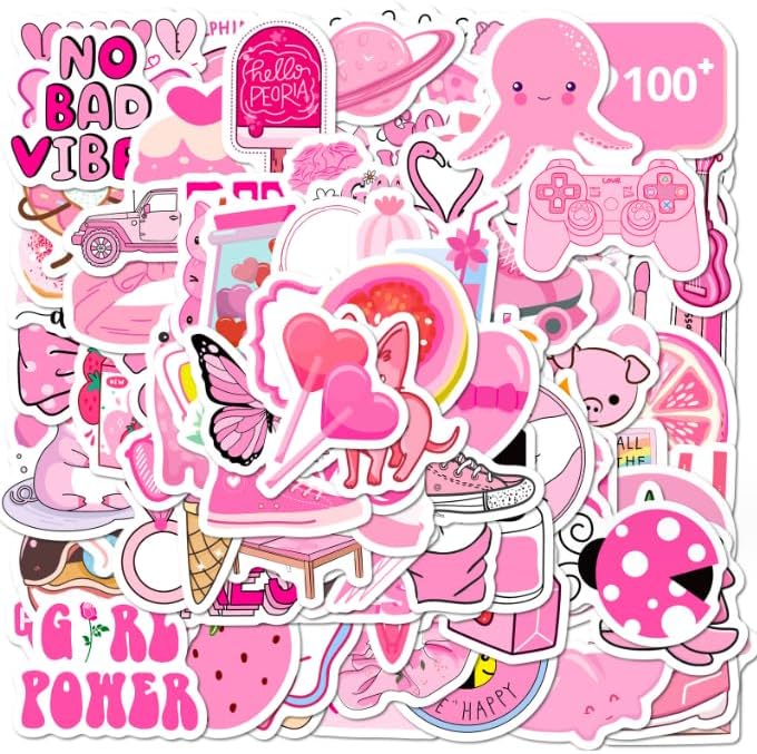 Pink Matches Sticker Amazon.com: 100p Pink Mix and Match Animal Cute Stickers Roll Kids ...