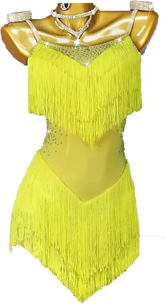 Fringe Latin Dance Dress Straps Cha Cha Competition Dancewear Bare Back Ballroom Salsa Dresses Dance Clothing
