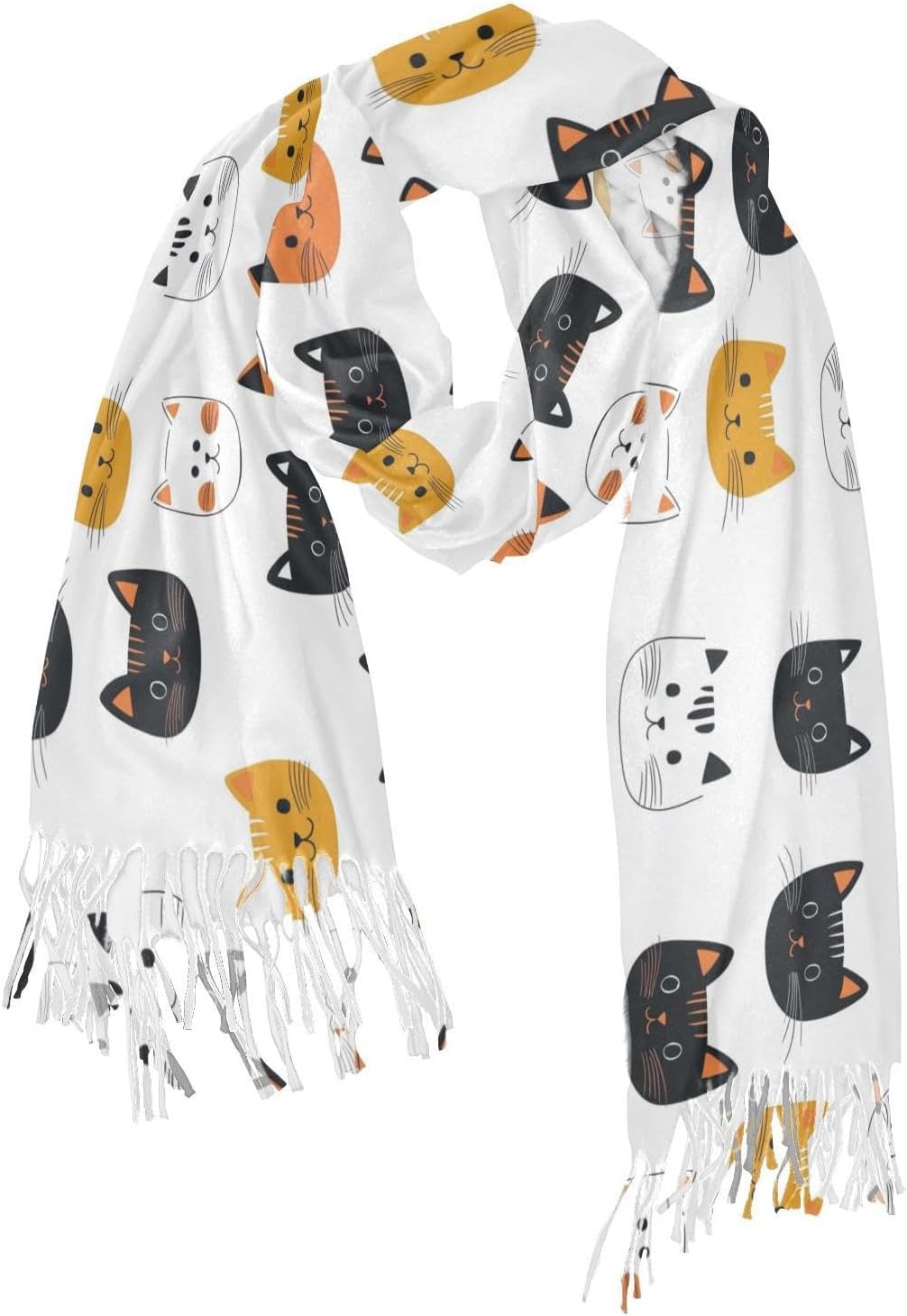 Winter Scarf for Women Cartoon Kitten Head Fashion Tassel Shawl Wraps for Women, Cold Weather Warm Womens Scarves Soft Long Scarf Gifts