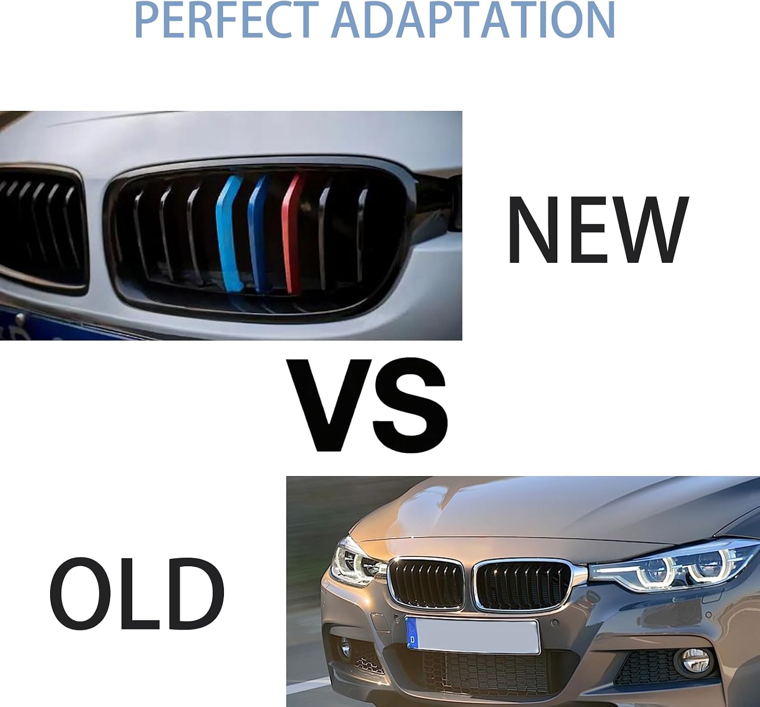 F30 Front Kidney Grille Replacement Grill Compatible With BMW 3 Series F30 F31 2012-2018 320i 328i 328d 330e 330i 335i 340i 328i Easy Installation ABS Materia (Single Slat/M Color, F30 (2012-2018))