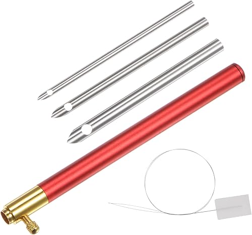 Miniatura 3 de HARFINGTON Aguja perforadora de mango ajustable con aguja de bordado ajustable, herramientas de tejer para hilo de hilo, bricolaje, manualidades,