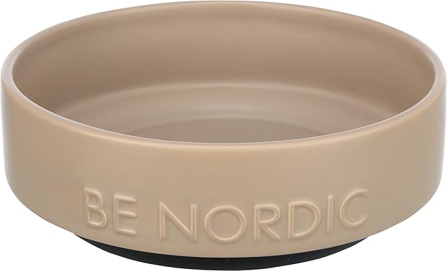 TRIXIE Miska dla psa z ceramiki BE NORDIC 500 ml taupe nowoczesna miska dla małych psów ø 16 cm ceramiczna miska z antypoślizgową gumową powłoką - 24526