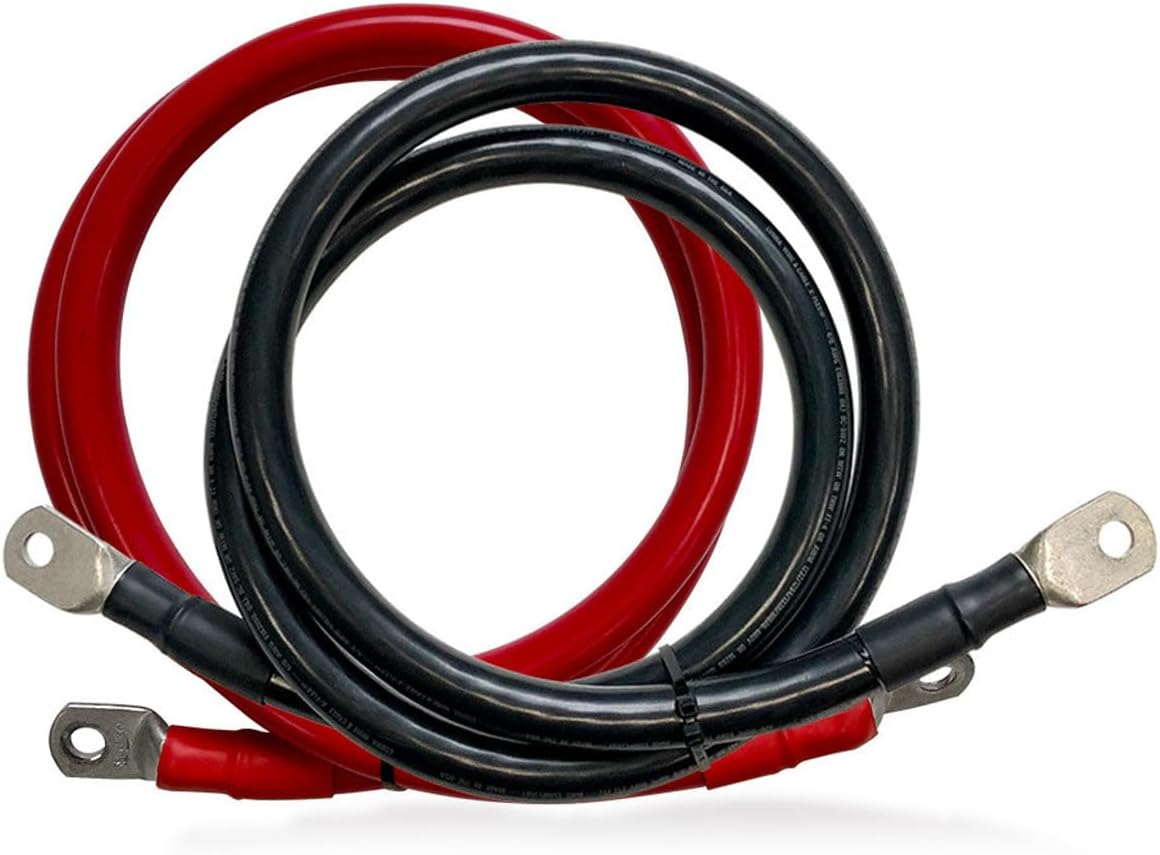 Renogy 4/0 AWG 5FT Battery Inverter Cables for 3/8 in Lugs, 600/1000V Operating Voltage, Suitable for Renogy 3000 Watt Pure Sine Wave Inverter