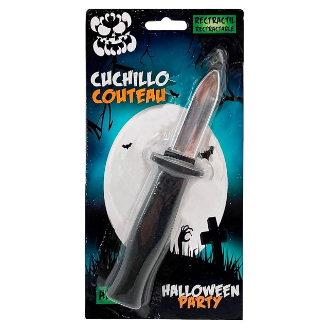 Foto 3 de 3 de AC - Pack de 3 cuchillos retráctiles de plástico para adulto, plástico, complemento para disfraces, carnaval…