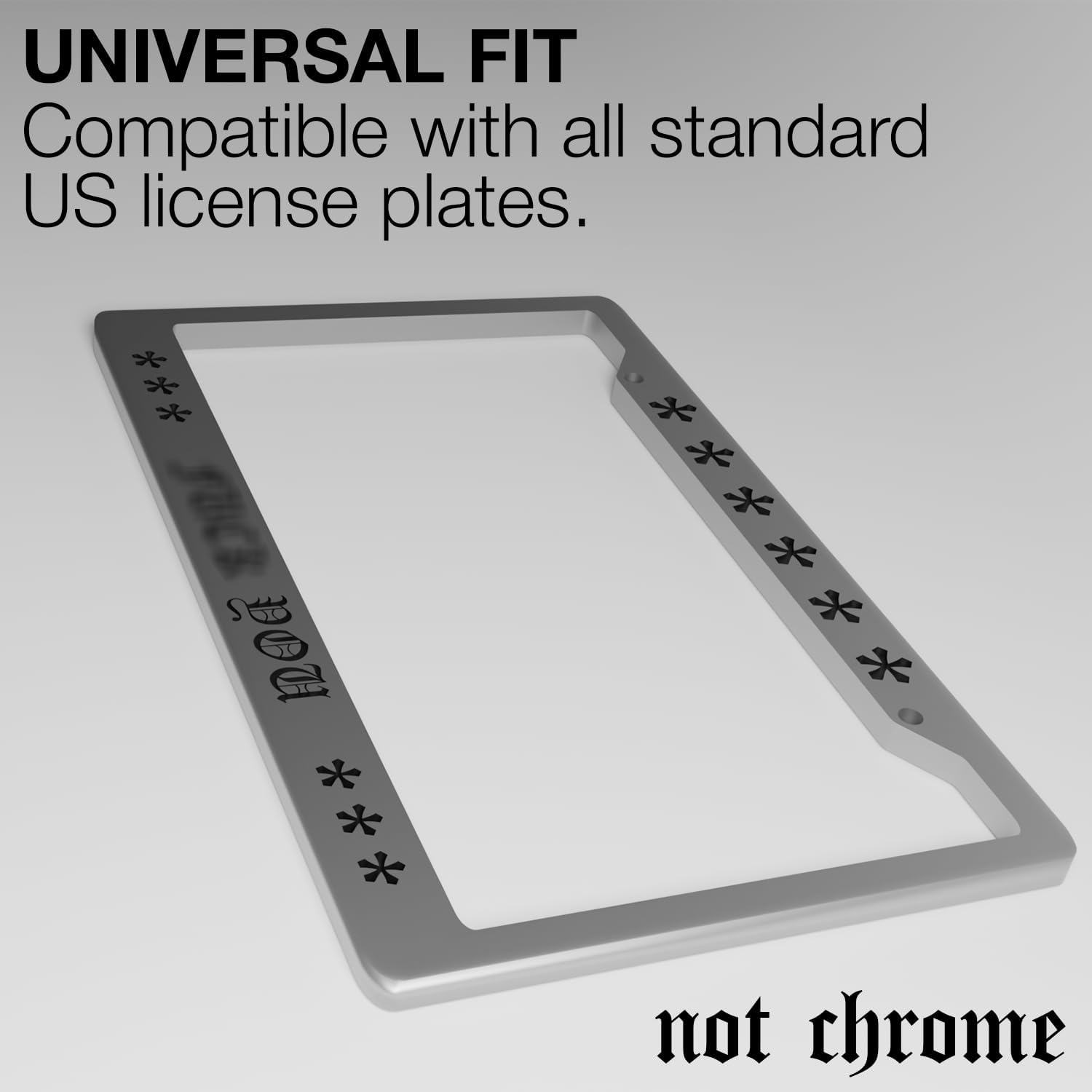 Silver License Plate Frame for Cars, Universal Fit License Plate Frame, Bold Statement Car License Plate Frame for Front and Rear License Plate Mount, Novelty Car Tag Frame Chrome Style