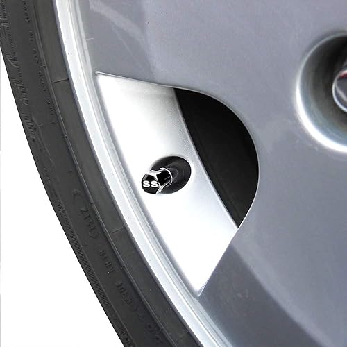 Miniatura 4 de XDG 4pcs SS Logo de los neumáticos de coche a prueba de fugas de aleación de zinc cromo válvula de vástago de cubiertas de aire para Chevy Camaro