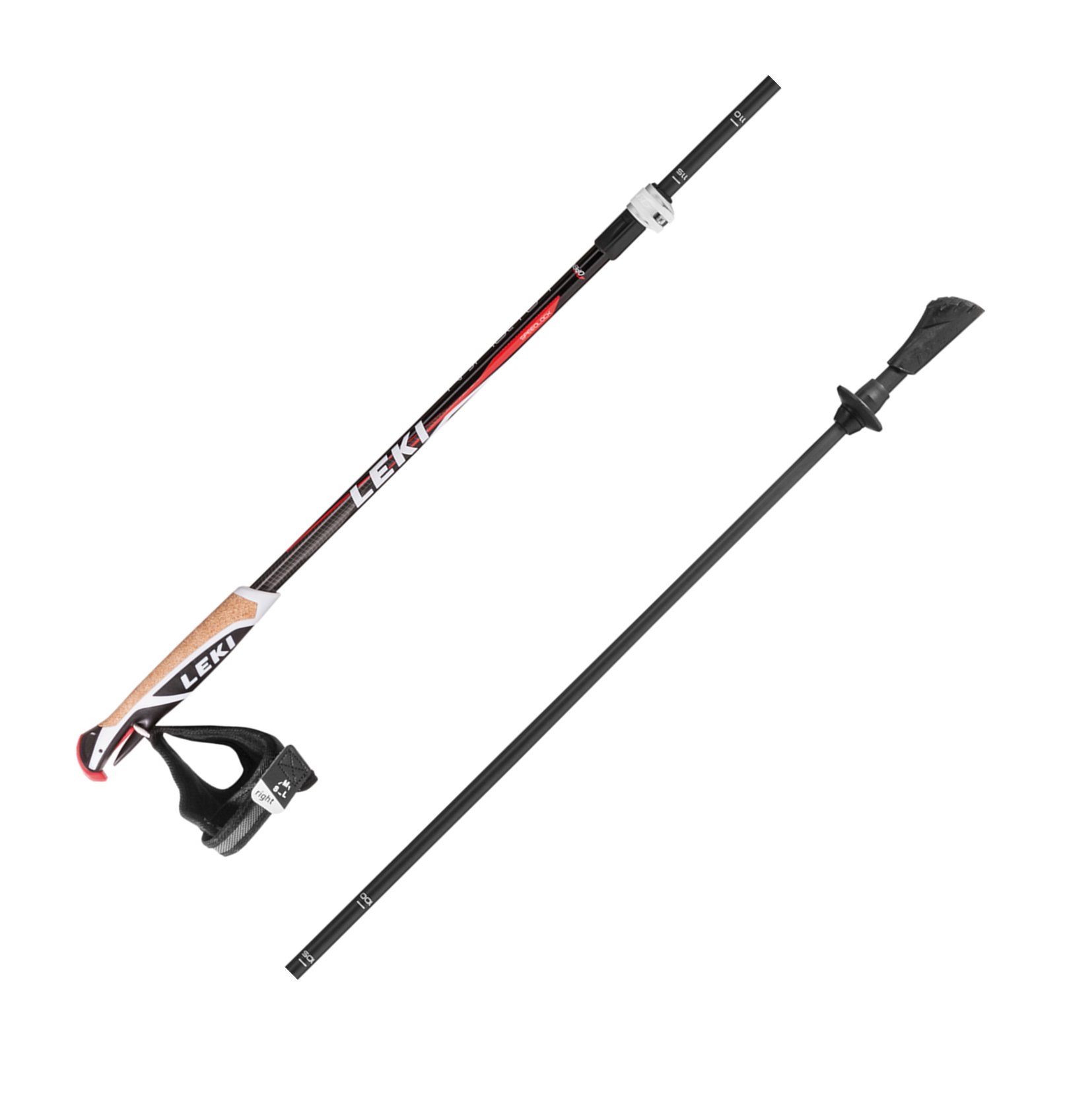 LEKI Instructor Lite Nordic Walking Stock, nero/antracite/antracite scuro/bianco/rosso fluo, taglia unica