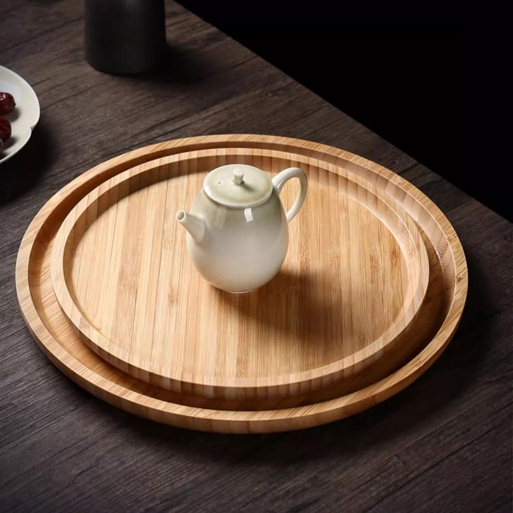 Bandeja redonda decorativa de 30 cm, para restaurantes y cafeterías, ideal para uso doméstico, elegante bandeja para servir aperitivos y bebidas