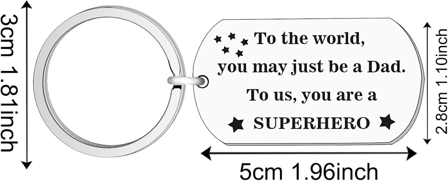 STYFA Dad keyring Dad,To Us You Are A Superhero keyring Birthday Gifts Dad Gifts from Daughter, Silver - Image 3