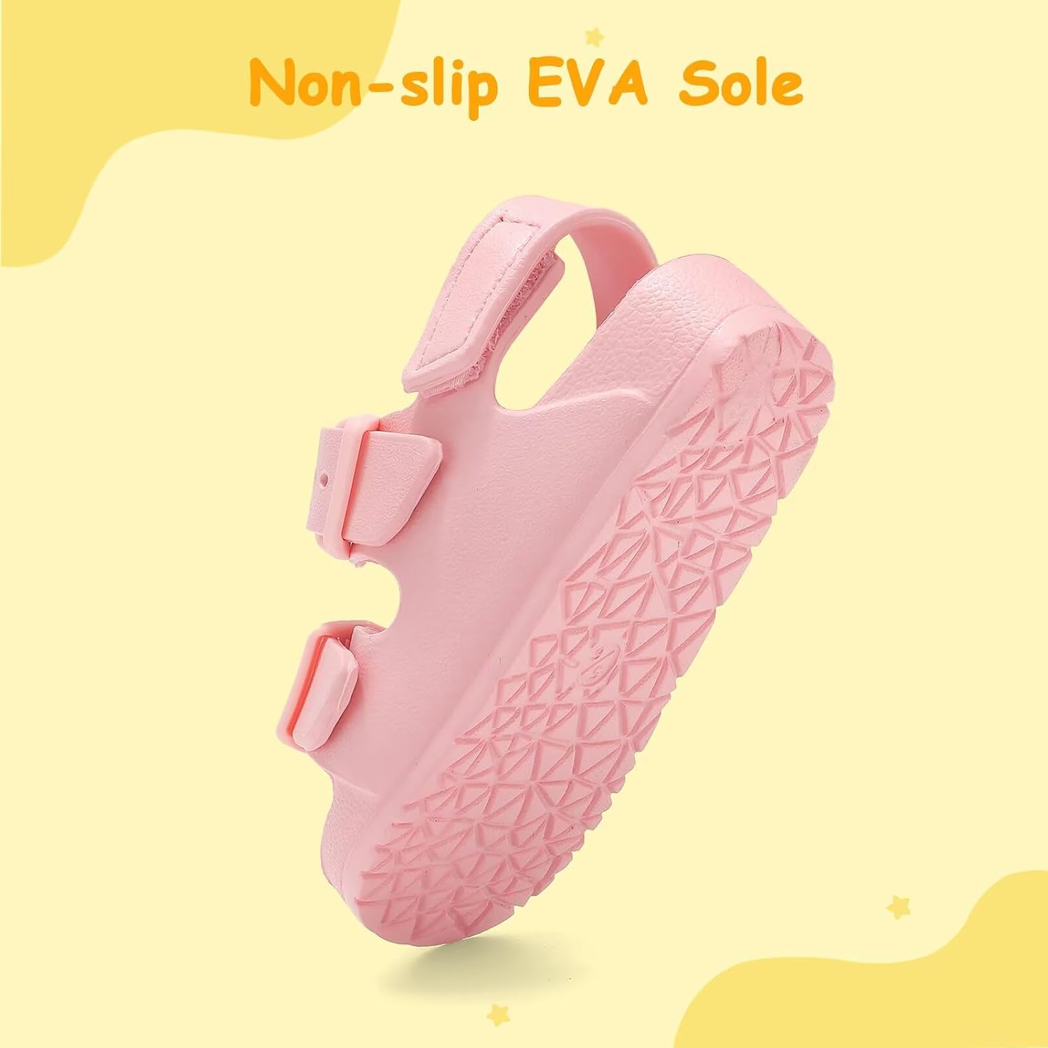 Toddler Girls Boys Sandals Adjustable Buckle EVA Slipper Sandals With Hook Loop Back Strap