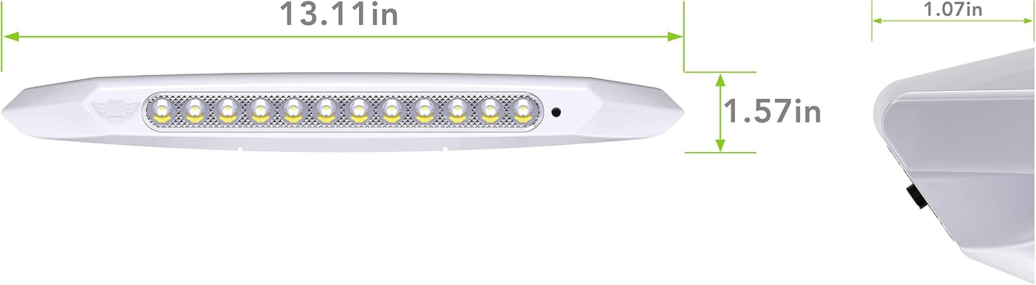 RV Exterior 13" Awning Porch Utility Light with on/Off Switch 12v 400 Lumen Lighting Fixture. Replacement Lighting for RVs, Trailers, Campers, 5th Wheels White Base (White, 1-Pack)