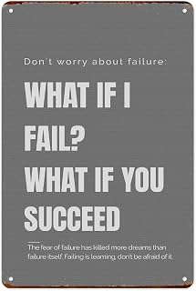 XIAJVS Don't Fear Failure Wall Decor Vintage Aluminum Signs Metal Posters for Kitchen Bar Room Bedroom Bathroom Decoration 8x12 Inches