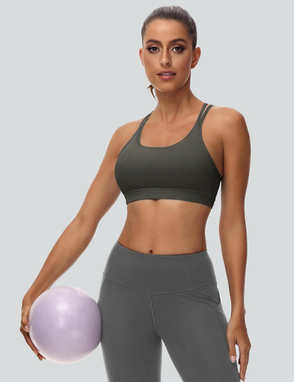 MAGCOMSEN Womens Strappy Sports Bra Padded Backless Sexy Low Impact Moisture-Wicking Wireless for Yoga Workout Fitness