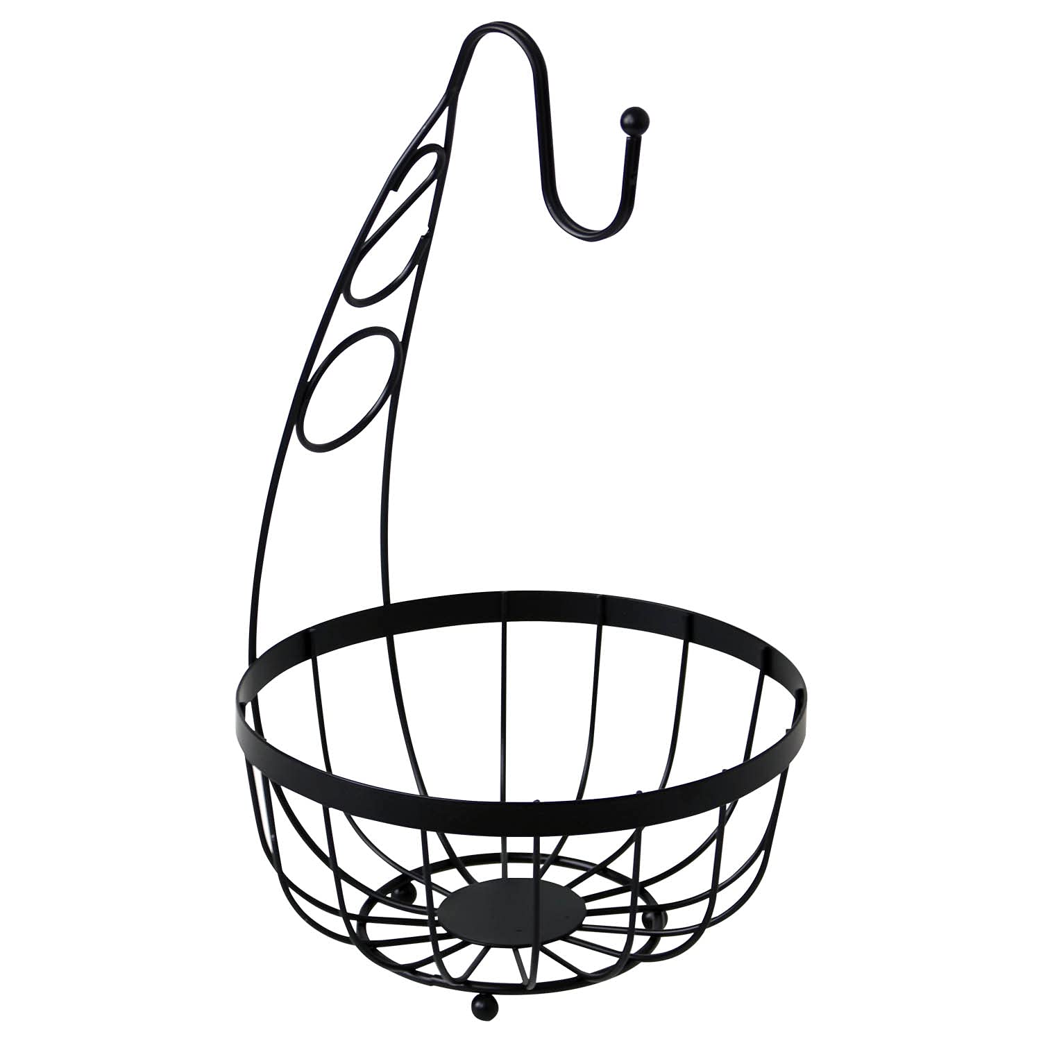 Apollo Housewares Black Apollo The Housewares Brand Flat Iron Banana Fruit Bowl, Basket, Hanger, Fresh For Longer, Size: 24X38x24 Cm,