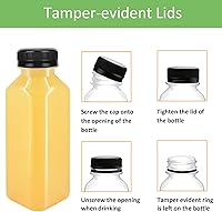 Vista 3 de Paquete de 24 botellas de plástico PET transparente de 10 onzas (10.1 fl oz) con tapas, botellas de plástico para batidos, recipientes reutilizables