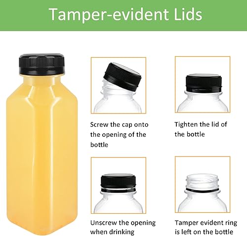 Miniatura 3 de Paquete de 24 botellas de plástico PET transparente de 10 onzas (10.1 fl oz) con tapas, botellas de plástico para batidos, recipientes reutilizables