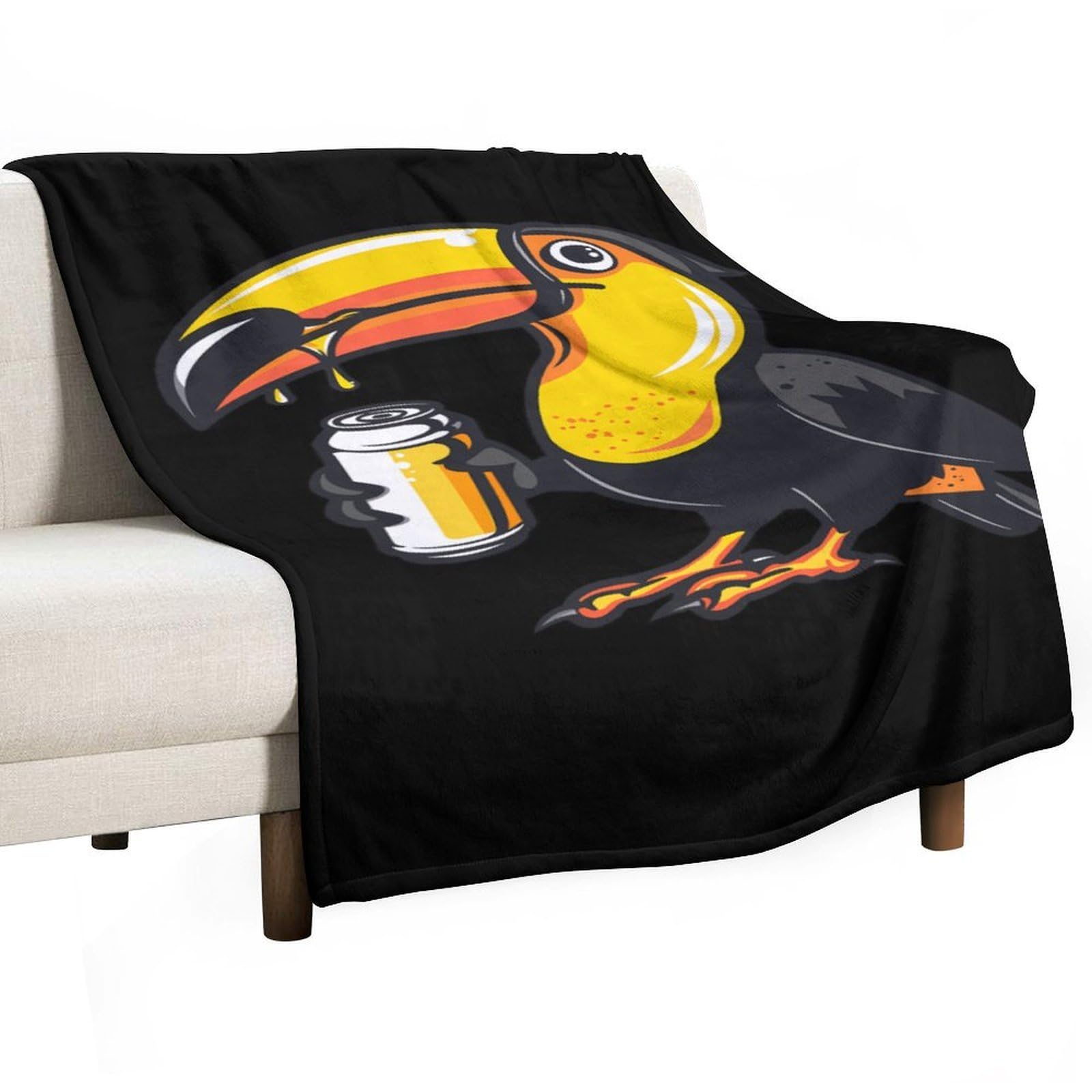 Cgsbngha Style Toucan Beer Drinking Tropical Bird Flannel Fleece Blanket Lightweight Soft Throw Blankets For Sofa Couch Bed Chair