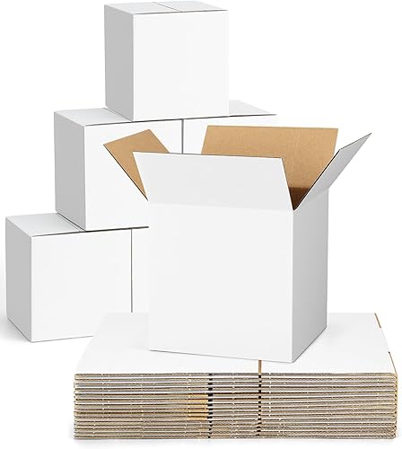 Paquete de 40 cajas de envío pequeñas, 6 x 6 x 6, cajas de cartón corrugado para embalaje, pequeñas empresas, cajas blancas
