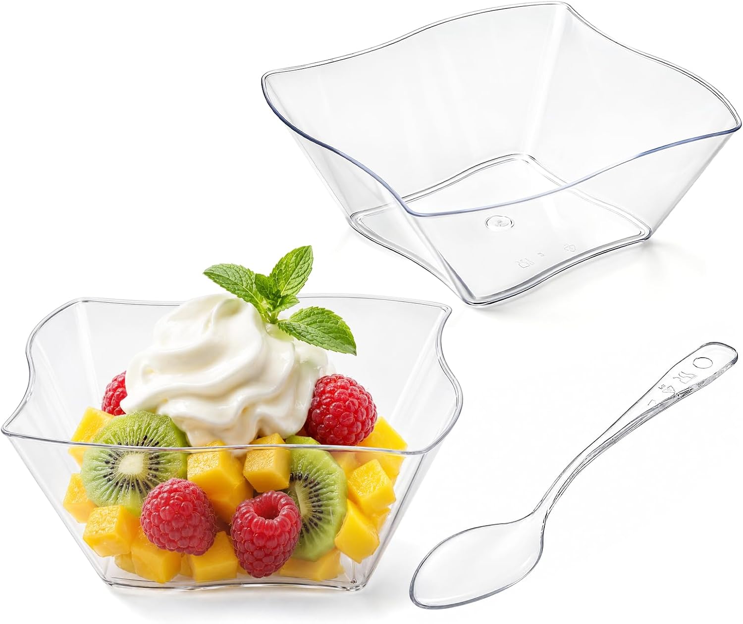 Lawei 100 pack 5 oz Mini Dessert Cups with Spoons - Mini Dessert Plates Disposable Bowls for Chocolate Desserts, Appetizers, Dessert Samplers, Dessert Shot Glasses & More image 3