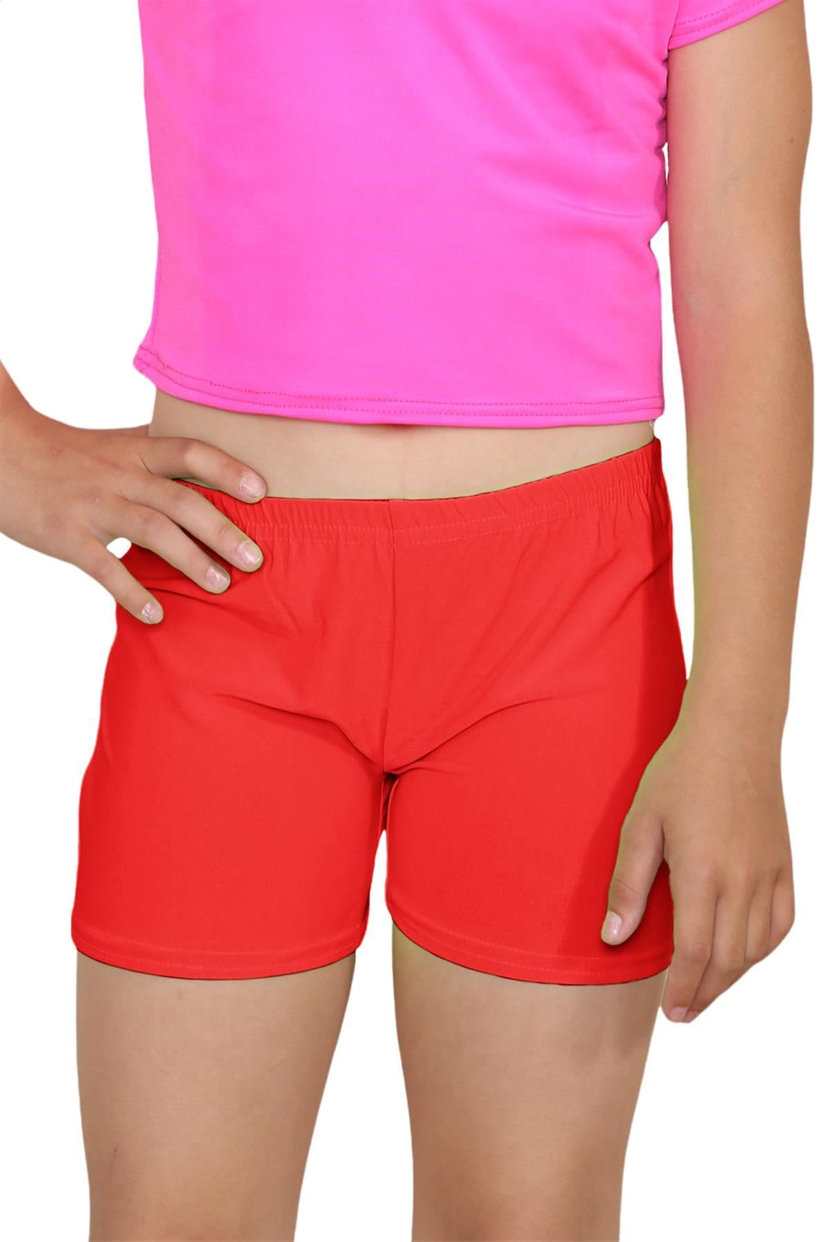 Paquete de 5 pantalones cortos de ciclismo para niñas, ligeros, lisos, para verano, gimnasio, entrenamiento, deportes, correr, polietileno, pantalones de yoga para niños, pantalones cortos