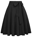 FRAULEIN Women's Flared Pleated Maxi Skirt High Waist A-Line with Pockets and Belt Accessories (in, Alpha, L, Regular, B