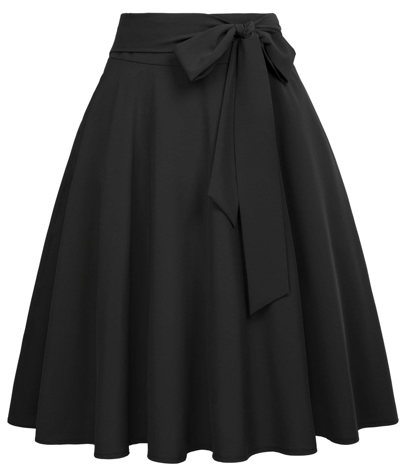 Women's Flared Pleated Maxi Skirt High Waist A-Line with Pockets and Belt Accessories