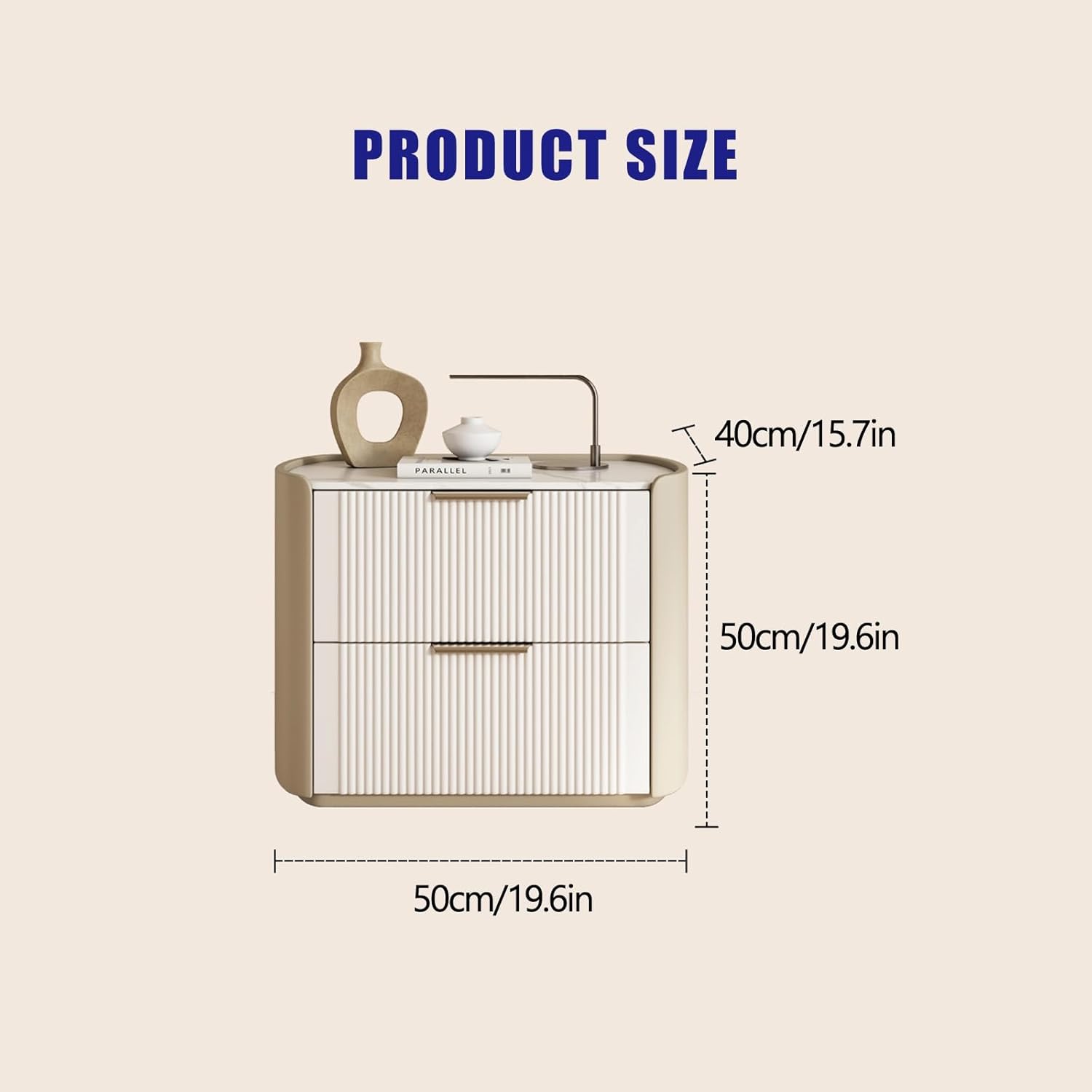 Modern Side Tables Bedroom, Bed Side Table with Drawers, Small Night Stands for Small Spaces for Living Room, Bedroom Storage Bedside Cabinet(50cm/19.6in)