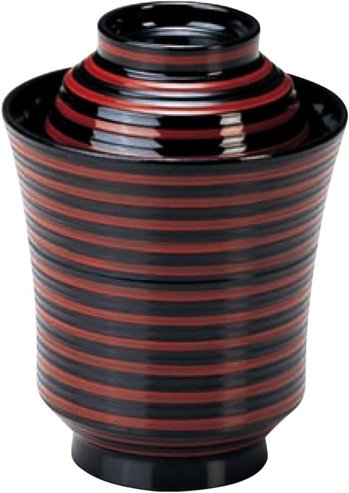 5-185-4 Bowl, 5-185-4, Line Drawing, Chopsticks, Washbowl, Vermilion Line, Black, Φ6.8 x H8.9 cm, Melamine Composite Resin