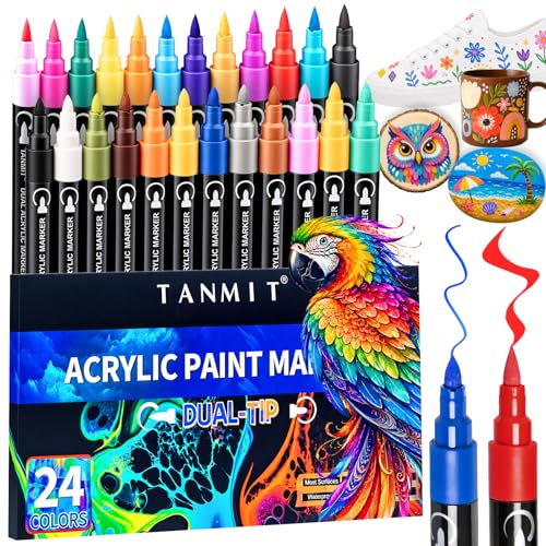 24 Colors Dual Tip Acrylic Paint Pens