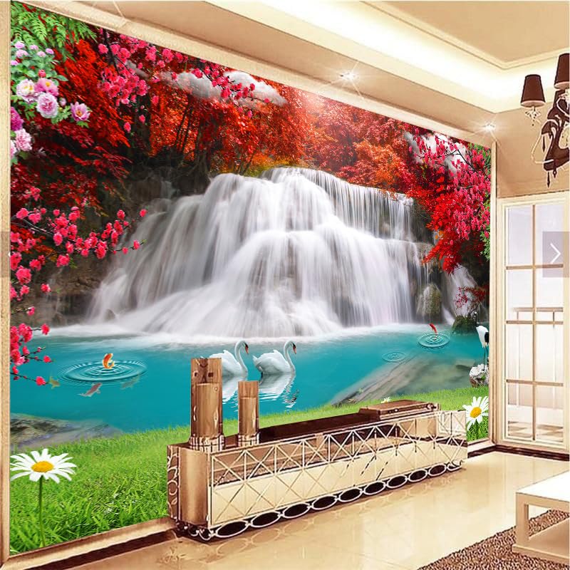 UK INTERIOR DESIGN Self Adhesive 3D Trees Waterfalls Res Flowers River Lake Water Design Wallpaper for Wall Decor Stickers for Office Home Cafe Decorations (7 x 4 Foot) (B0CVV3KJG1) Amazon Price History, Amazon Price Tracker