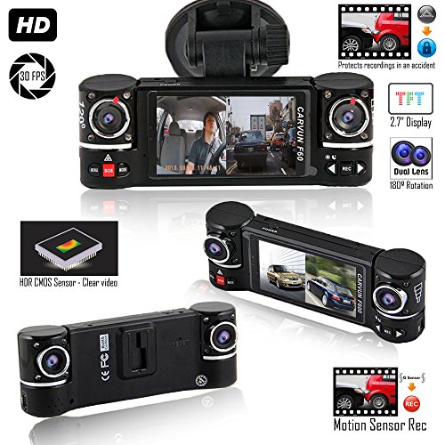 2.7" Tft Lcd Dual Camera Rotated Lens Car Dvr Vehicle Video Recorder Dash Cam #TOP2