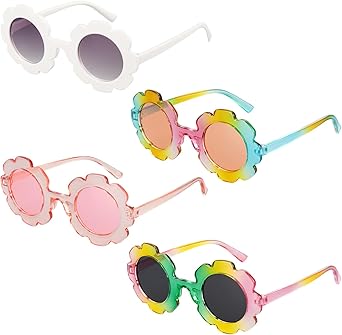 Mdvora 2/4/8/12/24 Pack Round Flower Sunglasses Set, Outdoor Kids Sunglasses Kit