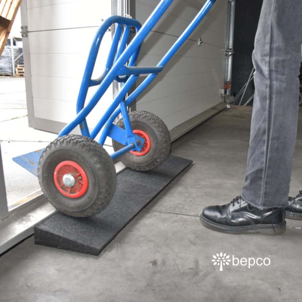 bepco Mini rampa progowa – 100 cm – rampa dla wózków inwalidzkich, rampa do brodzika prysznicowego – antypoślizgowa i odporna na warunki atmosferyczne, z granulatu gumowego pochodzącego z recyklingu