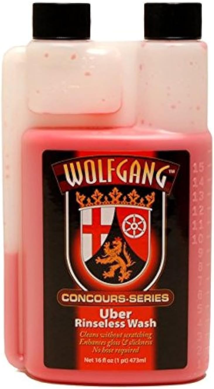 WOLFGANG CONCOURS SERIES Uber Rinseless Wash | 4-in-1 Concentrated Formula for Effortless Cleaning | Water-Soluble, Rinse-Free Solution for Automotive Surfaces | WG-3700 | 16 oz